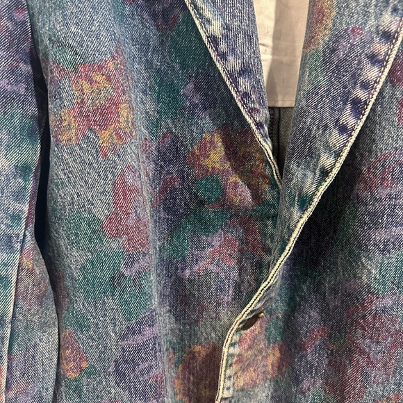 Vintage Bongo floral 90s Y2K oversized Denim Blazer medium - Picture 5 of 10